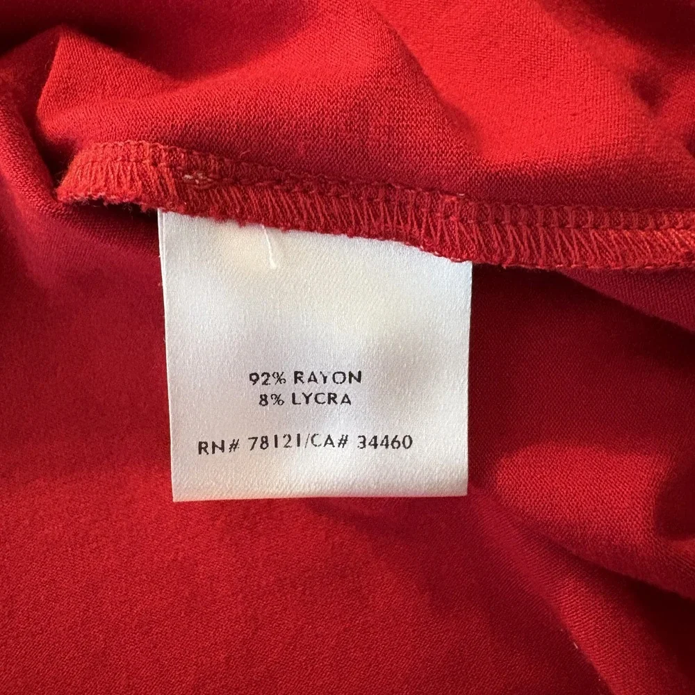 Eileen Fisher Long Sleeve Stretch Knit Top Red Size S Classic Minimalist Capsule